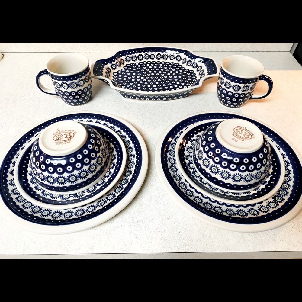 Boleslawiec Polish Pottery, Set for 2 Handmade In Poland